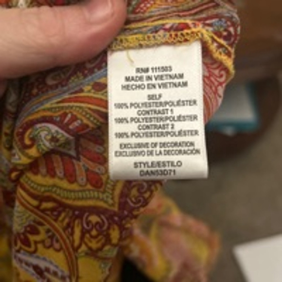 Women's Fig and Flower Blouse Size L Yellow Orange Paisley - Picture 7 of 8